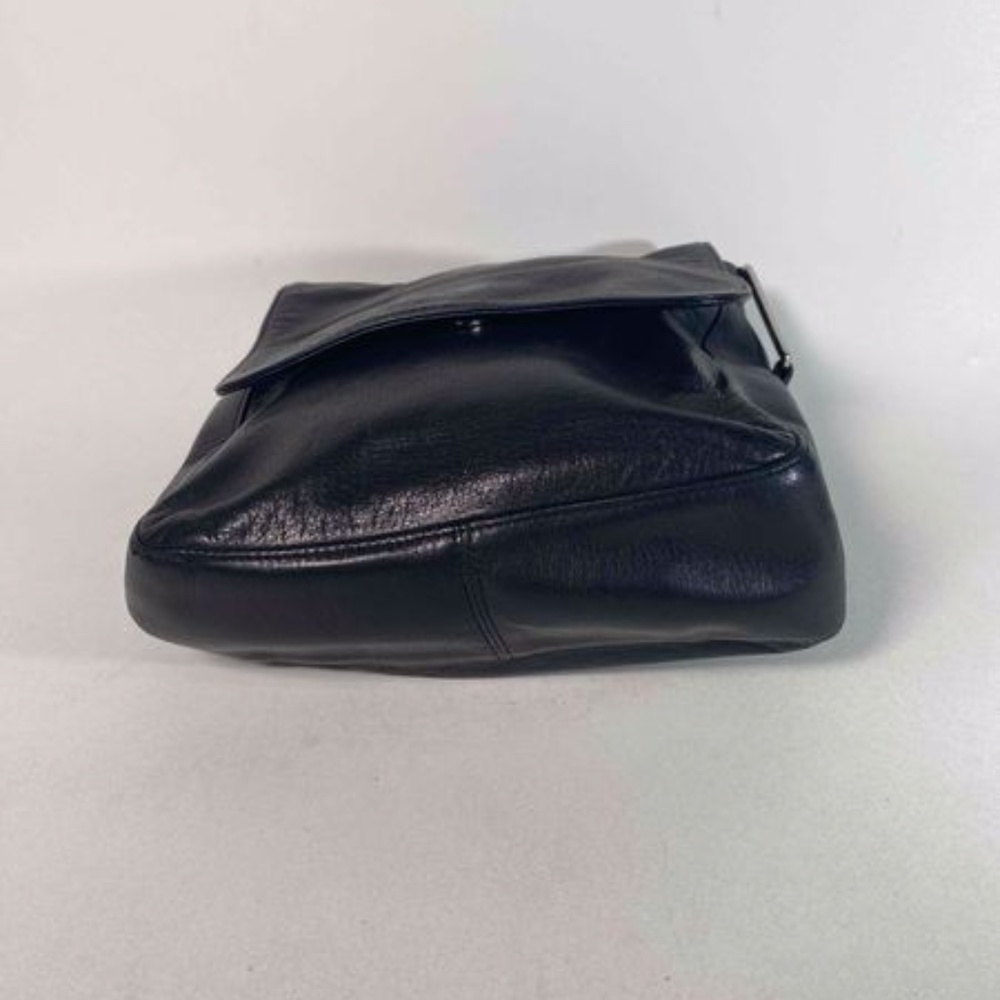 DKNY Shoulder Bag Leather Black Flap Snap Closure - Picture 5 of 6